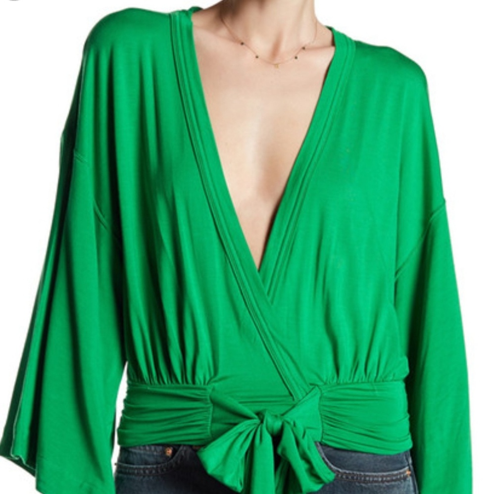 :Free People: WRAP SOLID Green TOP 